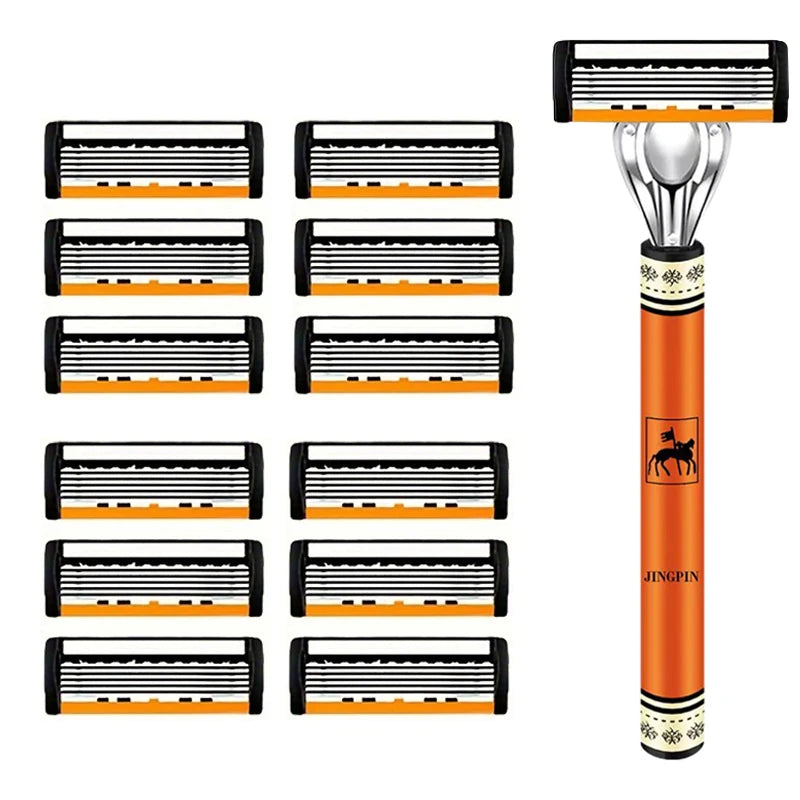 6-layer razor blade, men's stainless steel blade, classic water washed razor, sharp blade for clean shaving