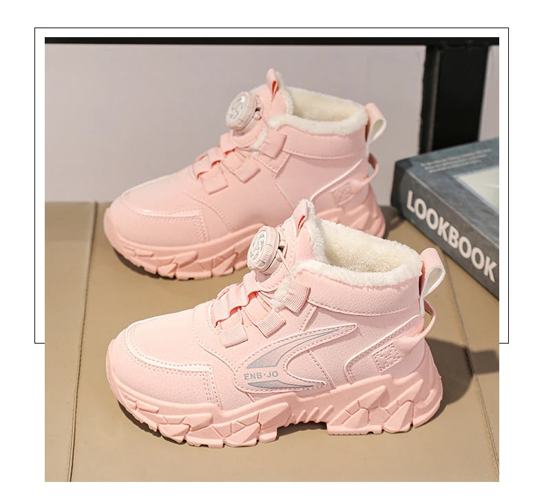 Winter Cotton Sneakers for Kids Warm Plush Ankle Boots Children Casual Hiking Sports Shoes Fashion Cotton Shoes for Boys Girls