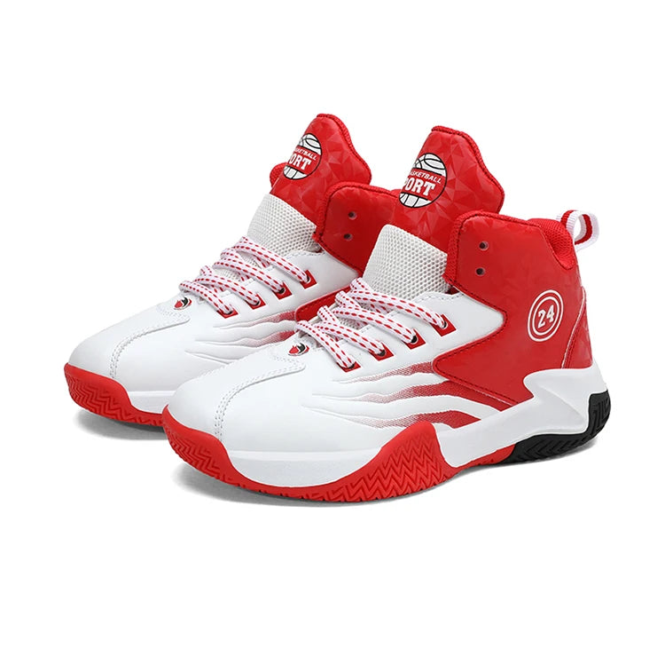 Children Basketball Shoes for Boys Girls Kids Teenagers Breathable Non-slip Lace Up Indoor Outdoor Training Sneakers Tennis Shoe