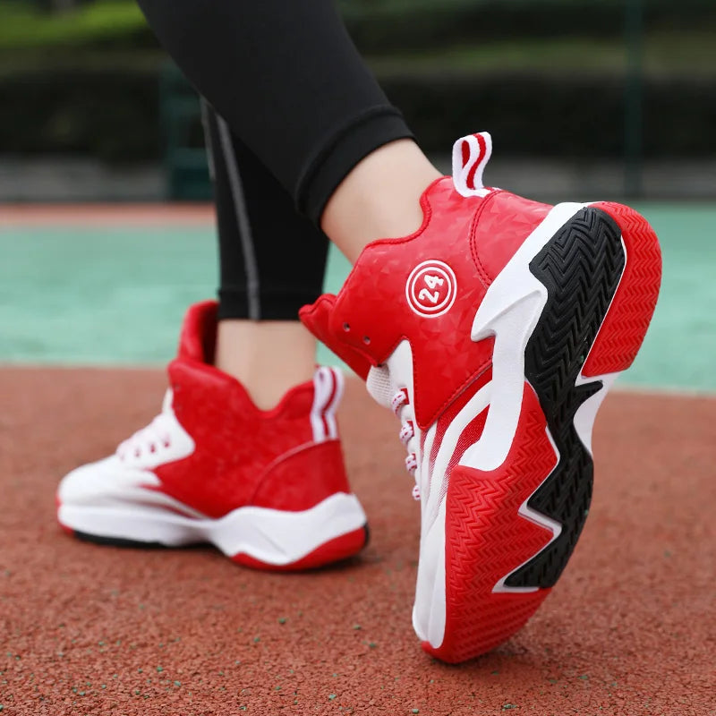 Children Basketball Shoes for Boys Girls Kids Teenagers Breathable Non-slip Lace Up Indoor Outdoor Training Sneakers Tennis Shoe