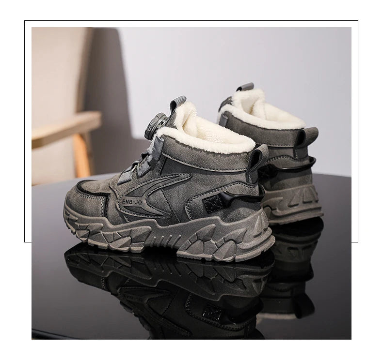 Winter Cotton Sneakers for Kids Warm Plush Ankle Boots Children Casual Hiking Sports Shoes Fashion Cotton Shoes for Boys Girls