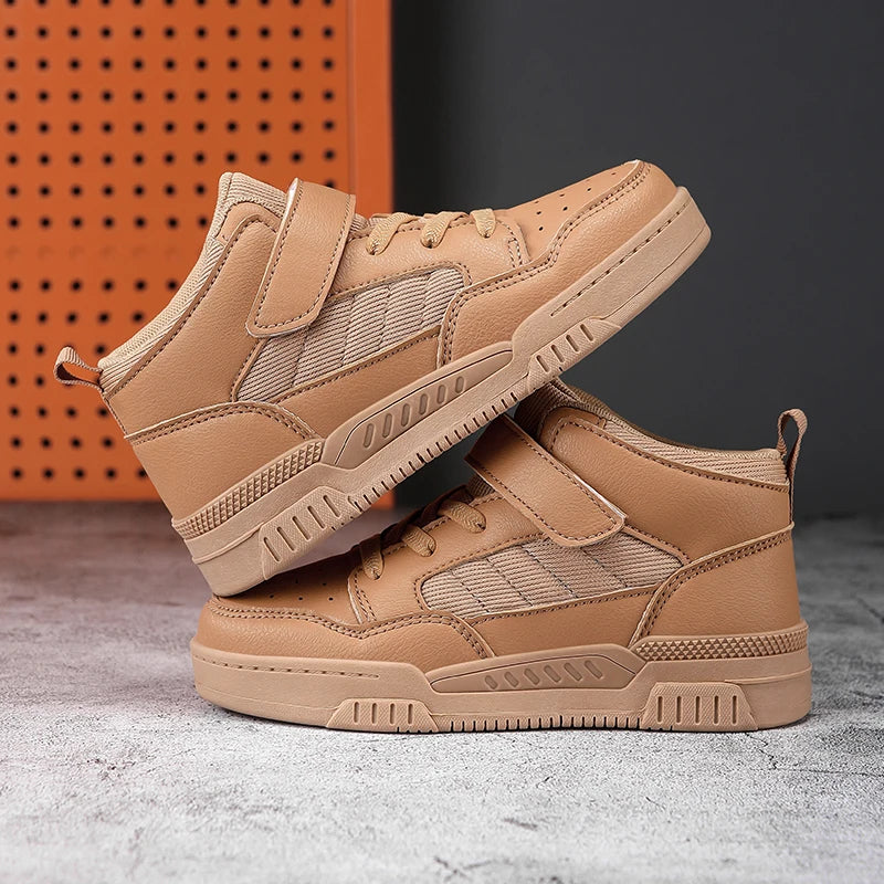 Brand Kids Board Shoes High Top Boys Girls Sneakers Leather Waterproof Non-slip Sport Shoe Children Toddler Casual Shoes 28-38