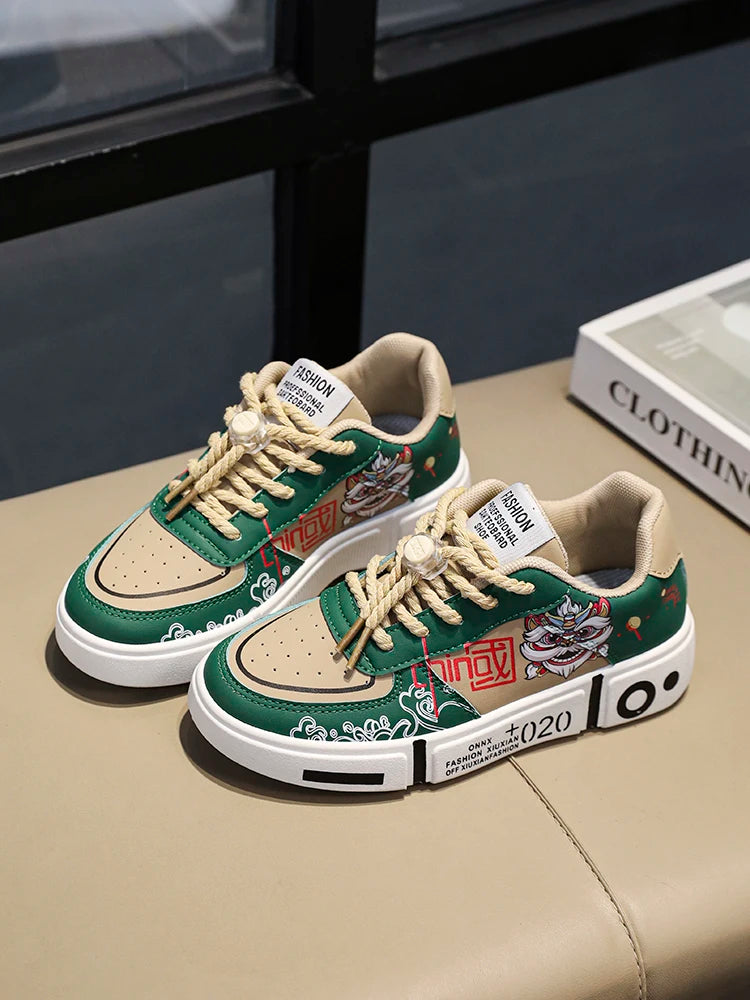 Kids Sneakers Flat Comfortable Leather Casual Lace-up Outdoor Sports Walking Shoes Trendy Original Skate Shoes for Children