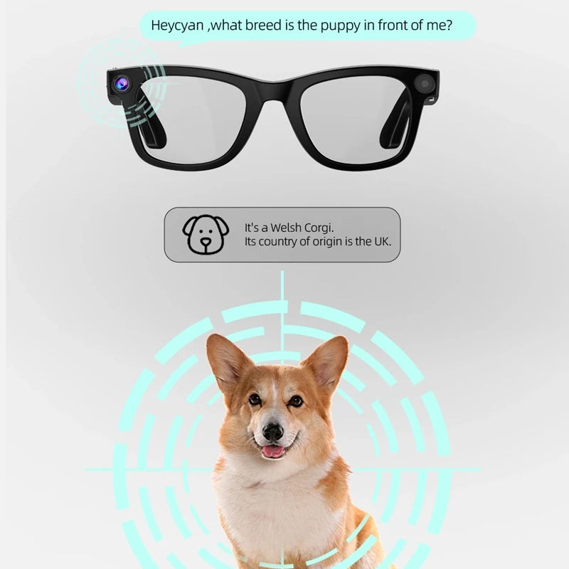 Xiaomi 4k Smart AI Bluetooth Glasses HD 800W pixel Shooting Waterproof Camera Photo Video Voice Call Translation Smart Glasses
