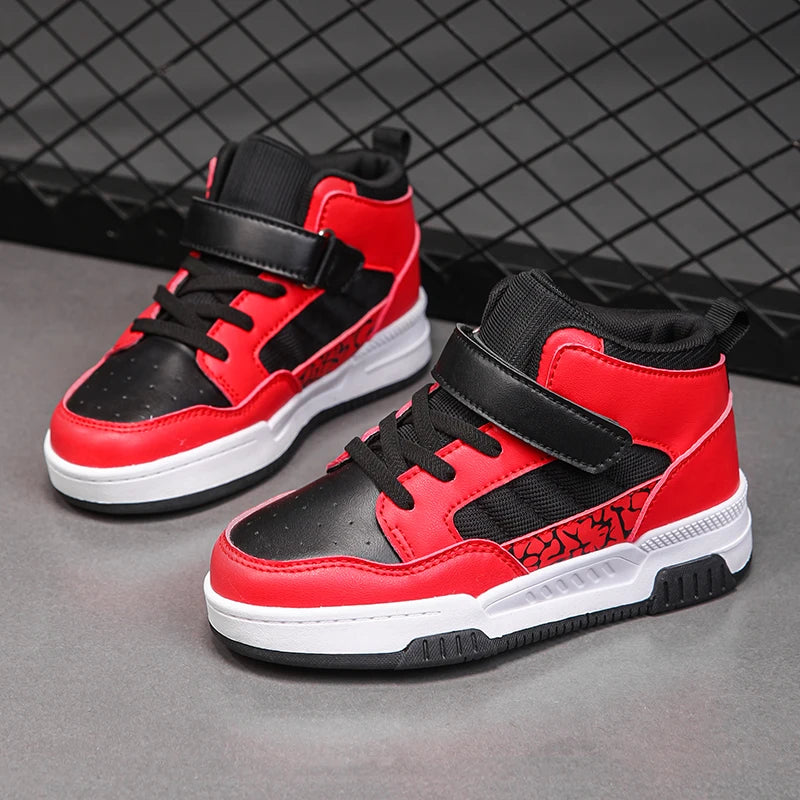 Brand Kids Board Shoes High Top Boys Girls Sneakers Leather Waterproof Non-slip Sport Shoe Children Toddler Casual Shoes 28-38