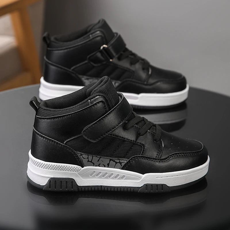 Brand Kids Board Shoes High Top Boys Girls Sneakers Leather Waterproof Non-slip Sport Shoe Children Toddler Casual Shoes 28-38