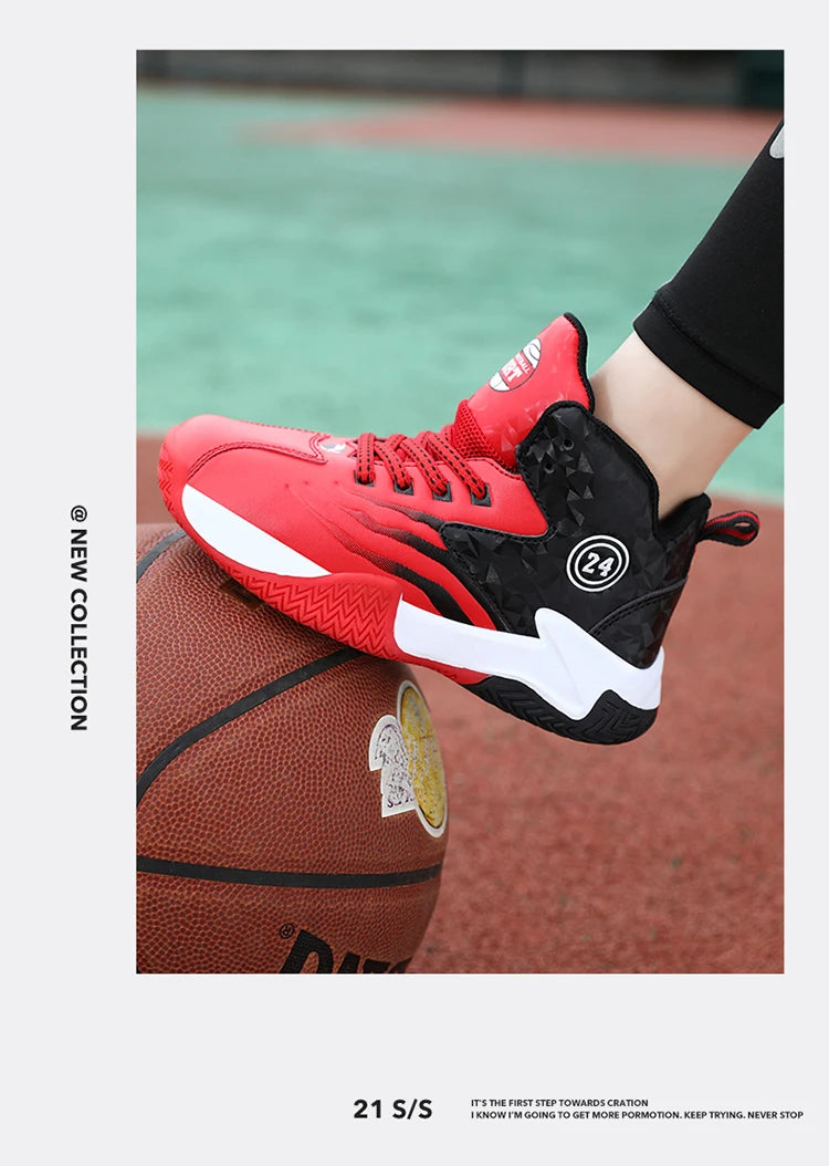 Children Basketball Shoes for Boys Girls Kids Teenagers Breathable Non-slip Lace Up Indoor Outdoor Training Sneakers Tennis Shoe