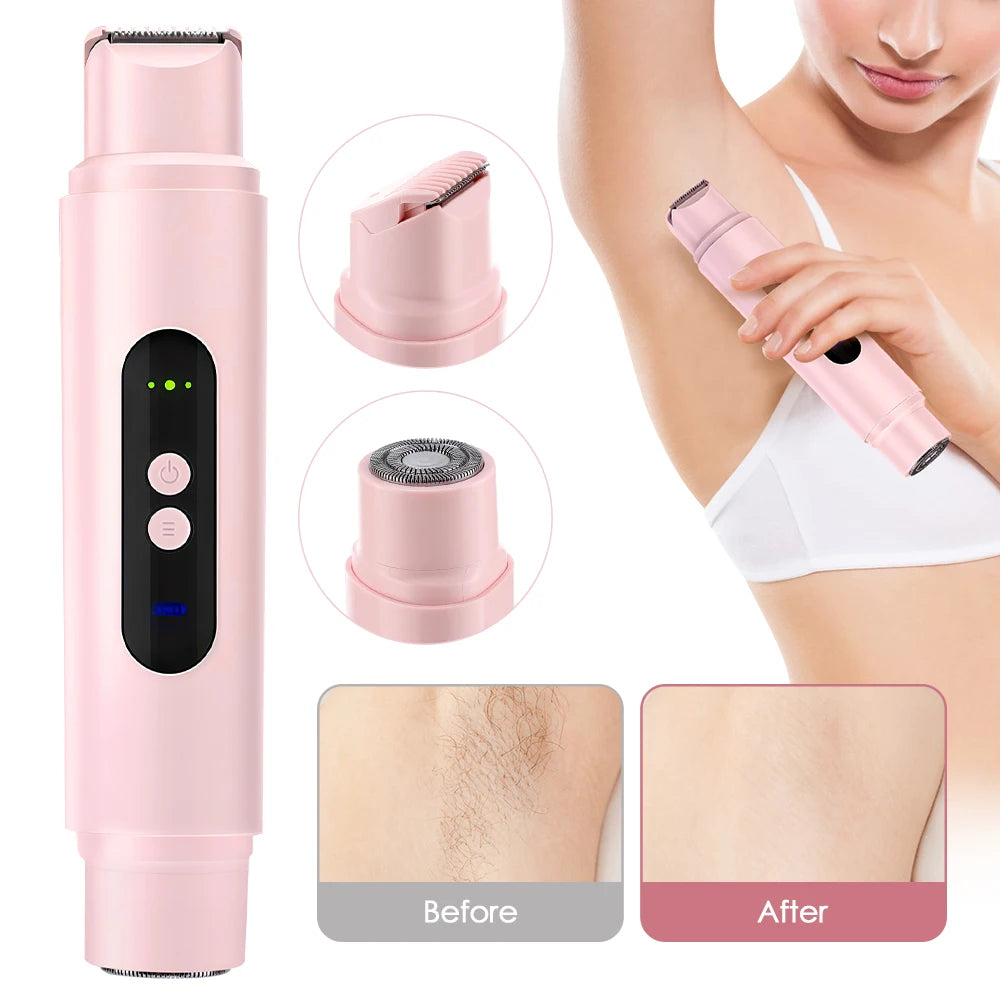 Electric Shaver for Women Wet & Dry Hair Razors 2 in 1 Double Head Dual Bikini Hair Trimmer Painless Hair Remover For Body Leg