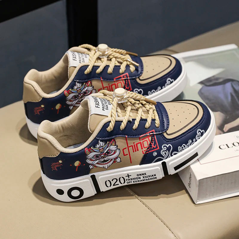 Kids Sneakers Flat Comfortable Leather Casual Lace-up Outdoor Sports Walking Shoes Trendy Original Skate Shoes for Children