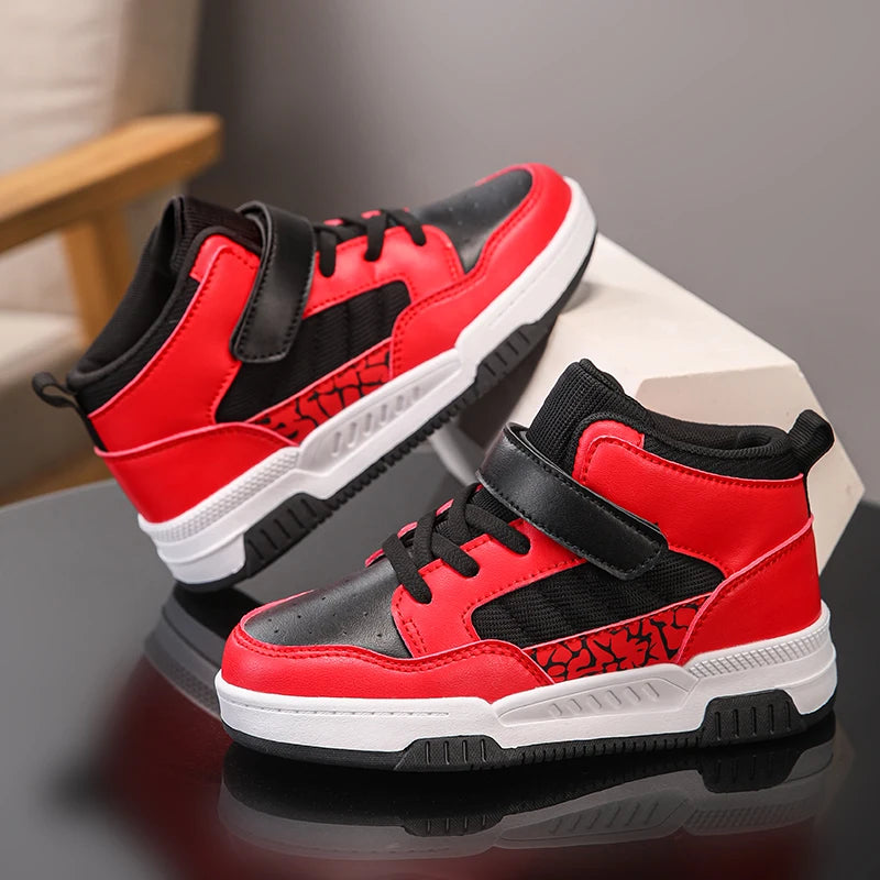 Brand Kids Board Shoes High Top Boys Girls Sneakers Leather Waterproof Non-slip Sport Shoe Children Toddler Casual Shoes 28-38