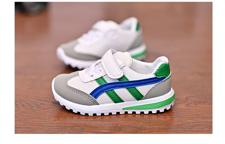Fashion Mesh Breathable Children Sports Shoes Boys Girls Non Slip Casual Running Shoes Kids Hook and Loop Lightweight Sneakers