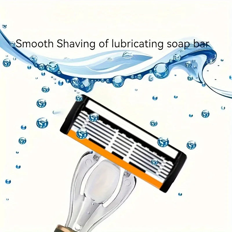 6-layer razor blade, men's stainless steel blade, classic water washed razor, sharp blade for clean shaving