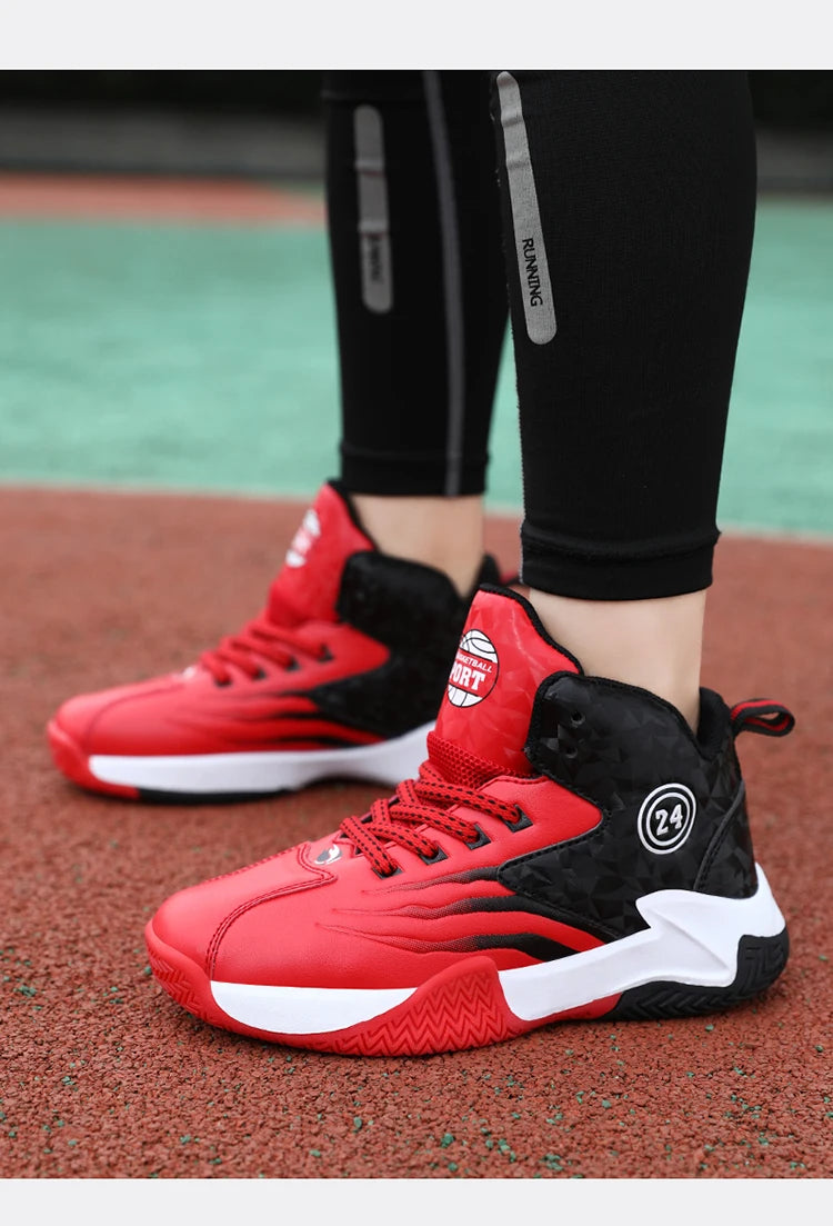 Children Basketball Shoes for Boys Girls Kids Teenagers Breathable Non-slip Lace Up Indoor Outdoor Training Sneakers Tennis Shoe