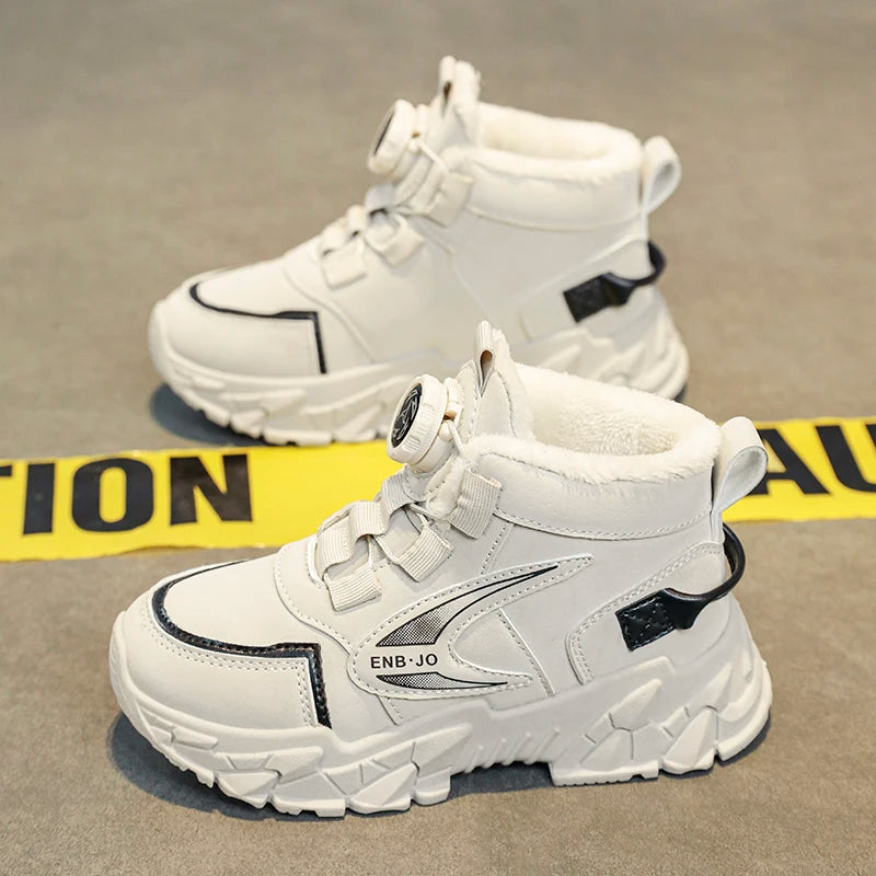 Winter Cotton Sneakers for Kids Warm Plush Ankle Boots Children Casual Hiking Sports Shoes Fashion Cotton Shoes for Boys Girls