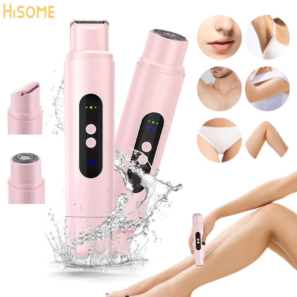 Electric Shaver for Women Wet & Dry Hair Razors 2 in 1 Double Head Dual Bikini Hair Trimmer Painless Hair Remover For Body Leg