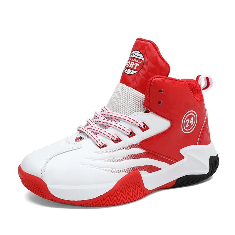 Children Basketball Shoes for Boys Girls Kids Teenagers Breathable Non-slip Lace Up Indoor Outdoor Training Sneakers Tennis Shoe
