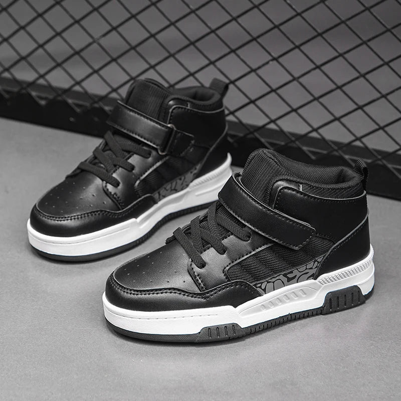 Brand Kids Board Shoes High Top Boys Girls Sneakers Leather Waterproof Non-slip Sport Shoe Children Toddler Casual Shoes 28-38