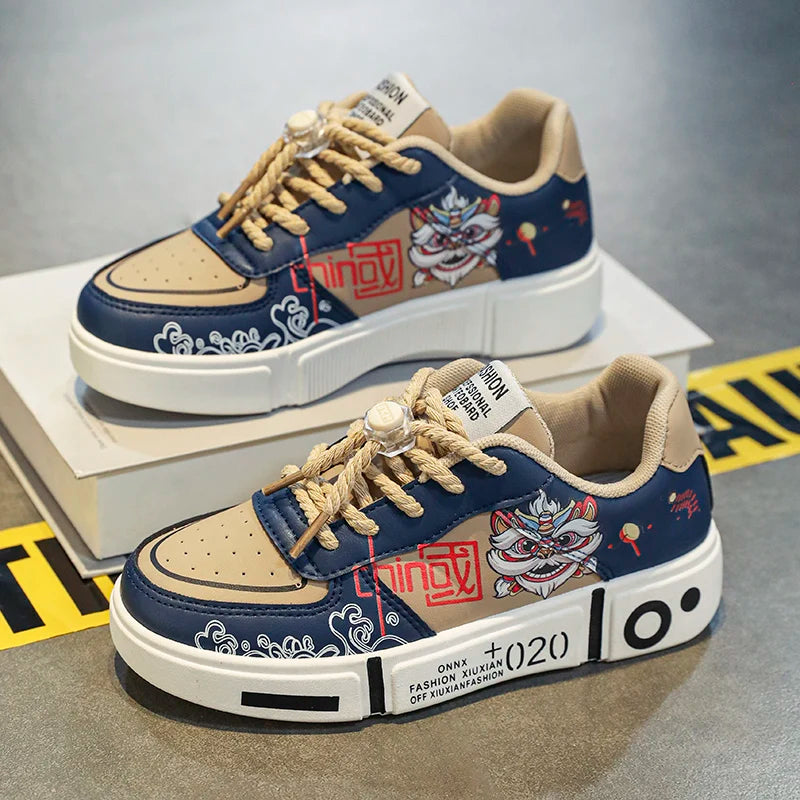 Kids Sneakers Flat Comfortable Leather Casual Lace-up Outdoor Sports Walking Shoes Trendy Original Skate Shoes for Children