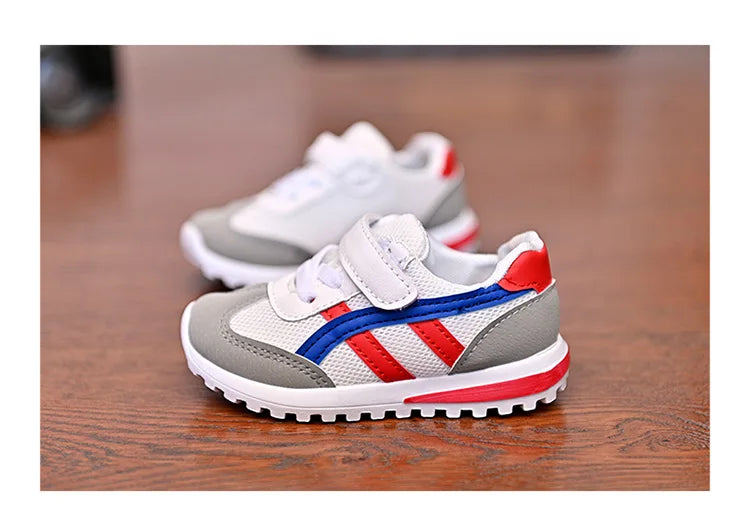 Fashion Mesh Breathable Children Sports Shoes Boys Girls Non Slip Casual Running Shoes Kids Hook and Loop Lightweight Sneakers