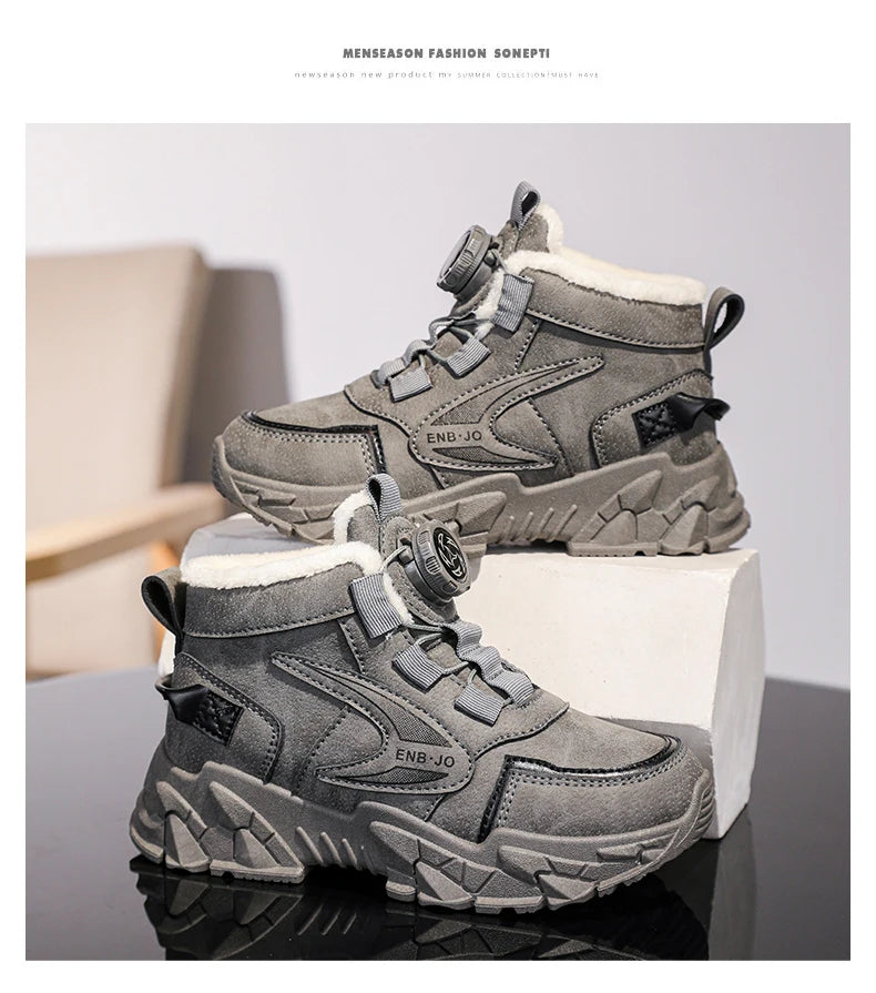 Winter Cotton Sneakers for Kids Warm Plush Ankle Boots Children Casual Hiking Sports Shoes Fashion Cotton Shoes for Boys Girls