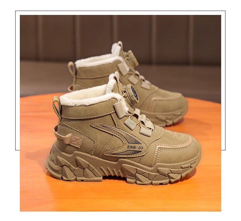 Winter Cotton Sneakers for Kids Warm Plush Ankle Boots Children Casual Hiking Sports Shoes Fashion Cotton Shoes for Boys Girls
