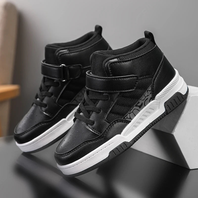 Brand Kids Board Shoes High Top Boys Girls Sneakers Leather Waterproof Non-slip Sport Shoe Children Toddler Casual Shoes 28-38