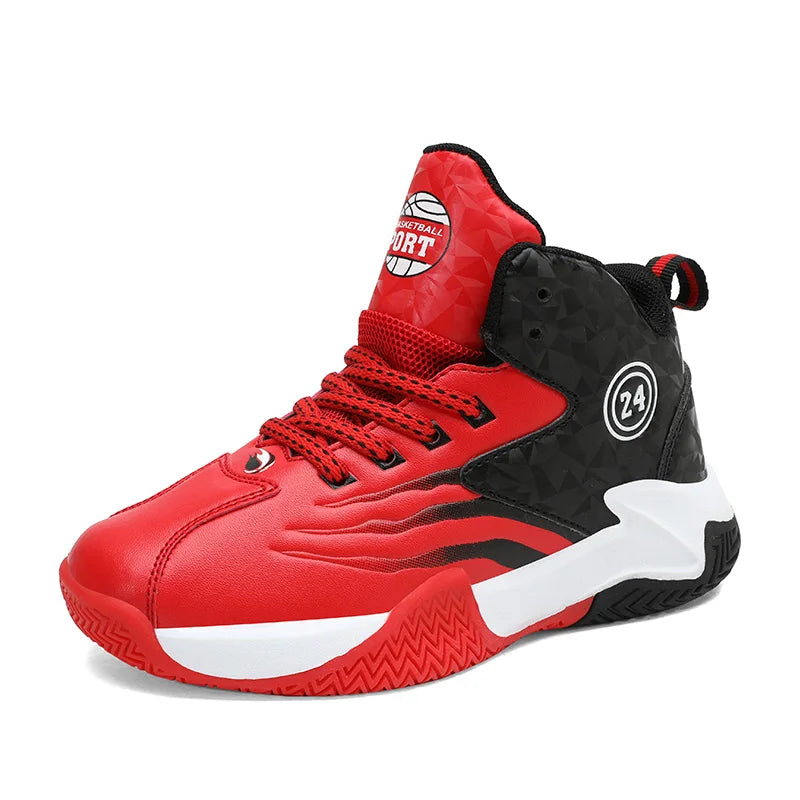 Children Basketball Shoes for Boys Girls Kids Teenagers Breathable Non-slip Lace Up Indoor Outdoor Training Sneakers Tennis Shoe