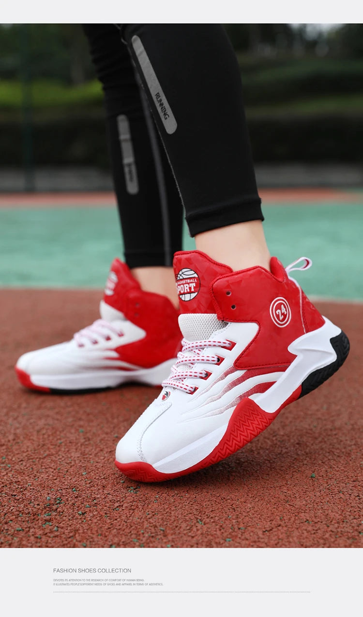 Children Basketball Shoes for Boys Girls Kids Teenagers Breathable Non-slip Lace Up Indoor Outdoor Training Sneakers Tennis Shoe