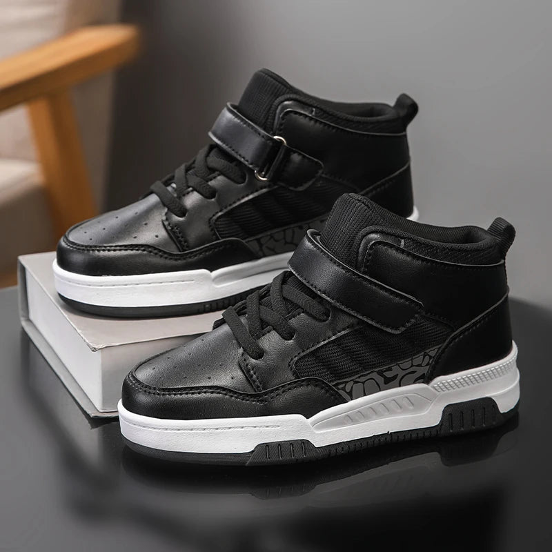 Brand Kids Board Shoes High Top Boys Girls Sneakers Leather Waterproof Non-slip Sport Shoe Children Toddler Casual Shoes 28-38