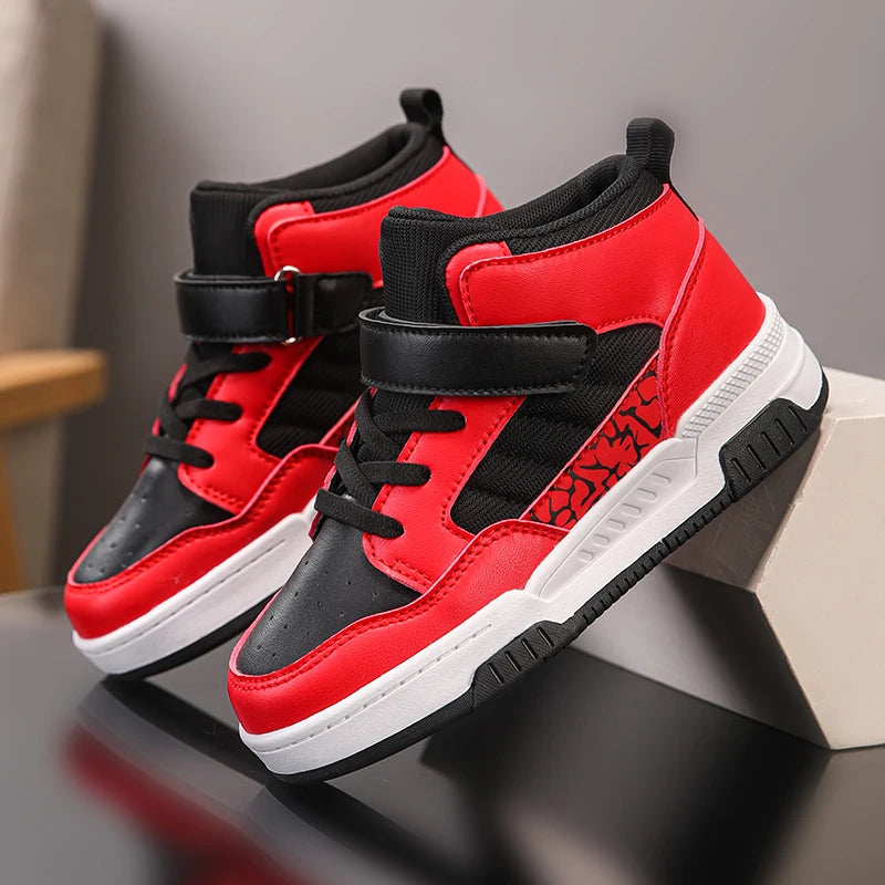 Brand Kids Board Shoes High Top Boys Girls Sneakers Leather Waterproof Non-slip Sport Shoe Children Toddler Casual Shoes 28-38