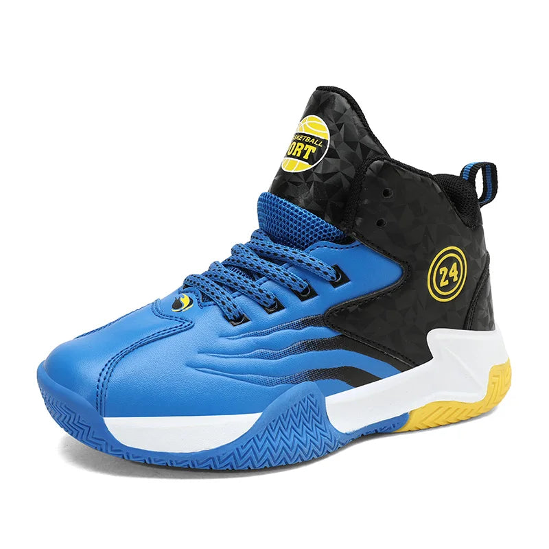 Children Basketball Shoes for Boys Girls Kids Teenagers Breathable Non-slip Lace Up Indoor Outdoor Training Sneakers Tennis Shoe