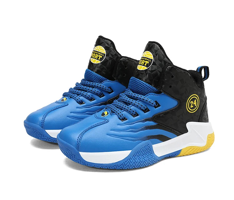 Children Basketball Shoes for Boys Girls Kids Teenagers Breathable Non-slip Lace Up Indoor Outdoor Training Sneakers Tennis Shoe