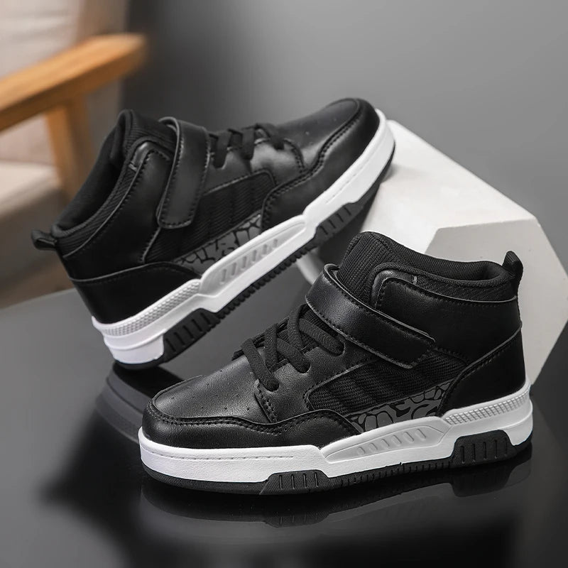 Brand Kids Board Shoes High Top Boys Girls Sneakers Leather Waterproof Non-slip Sport Shoe Children Toddler Casual Shoes 28-38