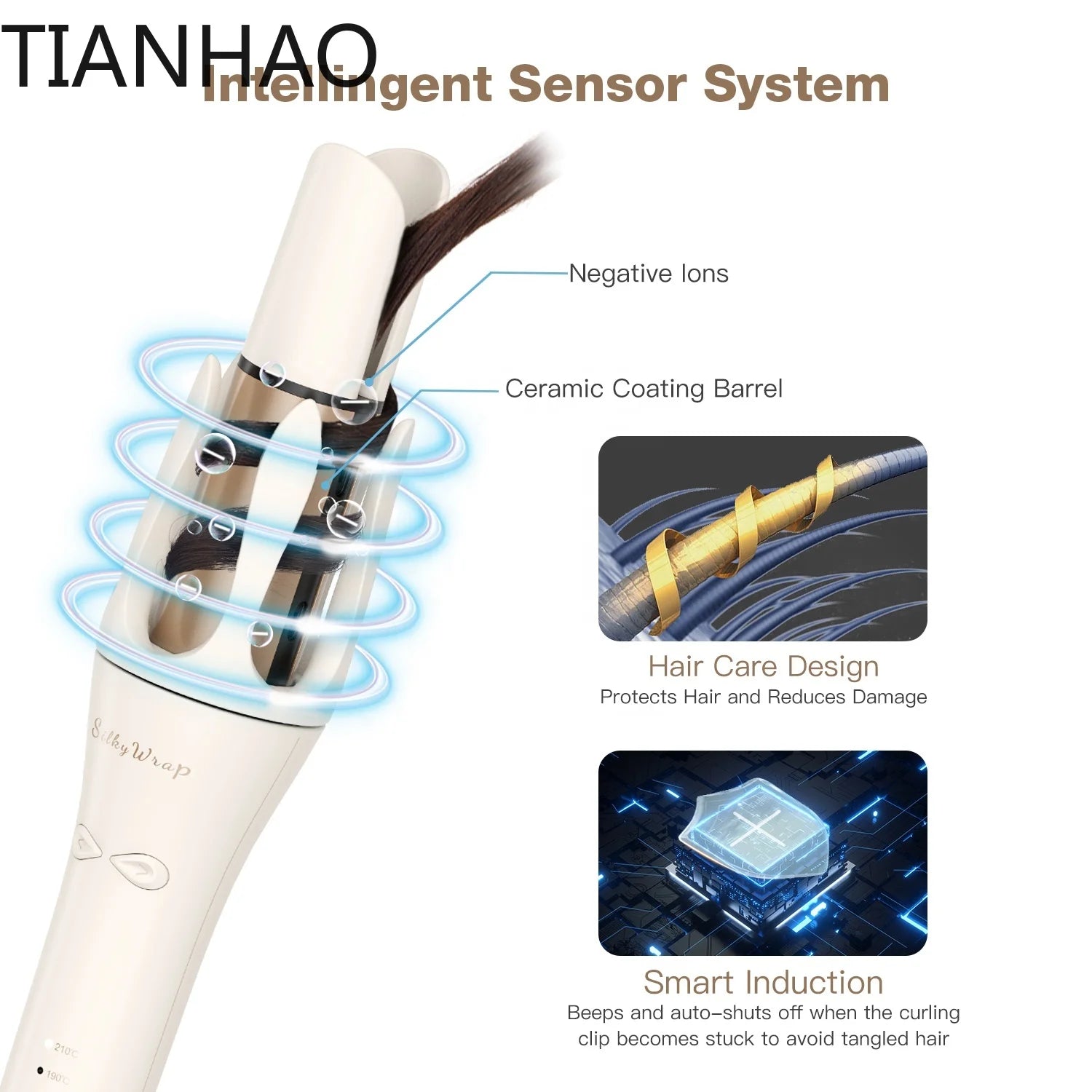 Ionic 360 Degree Ceramic Barrel Electric Professional Auto Rotating Curling Iron Automatic Hair Curler Wand