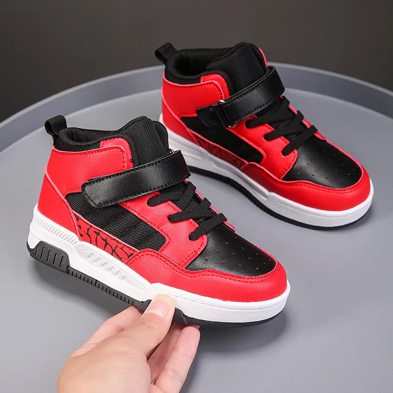 Brand Kids Board Shoes High Top Boys Girls Sneakers Leather Waterproof Non-slip Sport Shoe Children Toddler Casual Shoes 28-38