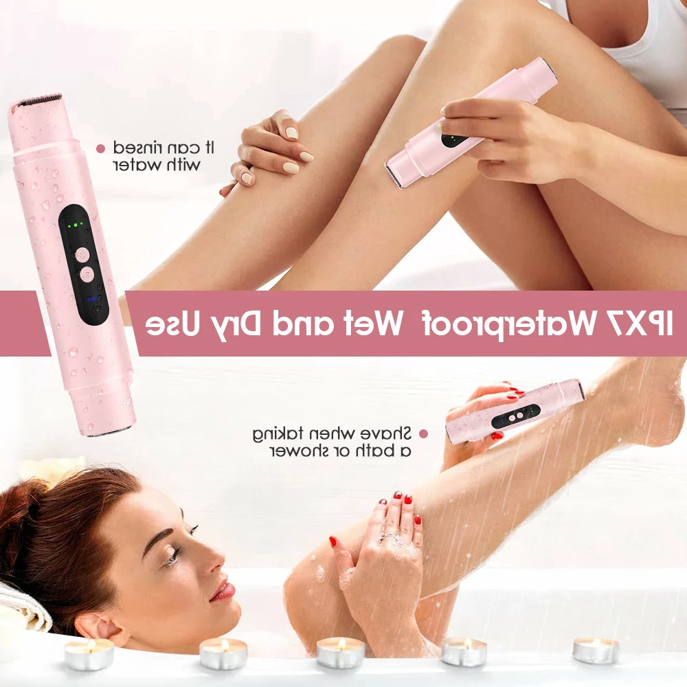 Electric Shaver for Women Wet & Dry Hair Razors 2 in 1 Double Head Dual Bikini Hair Trimmer Painless Hair Remover For Body Leg