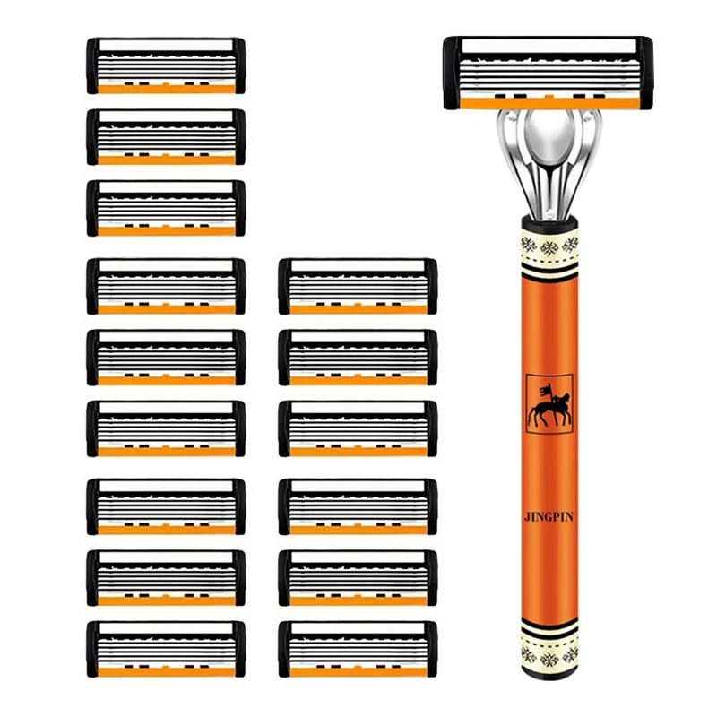 6-layer razor blade, men's stainless steel blade, classic water washed razor, sharp blade for clean shaving