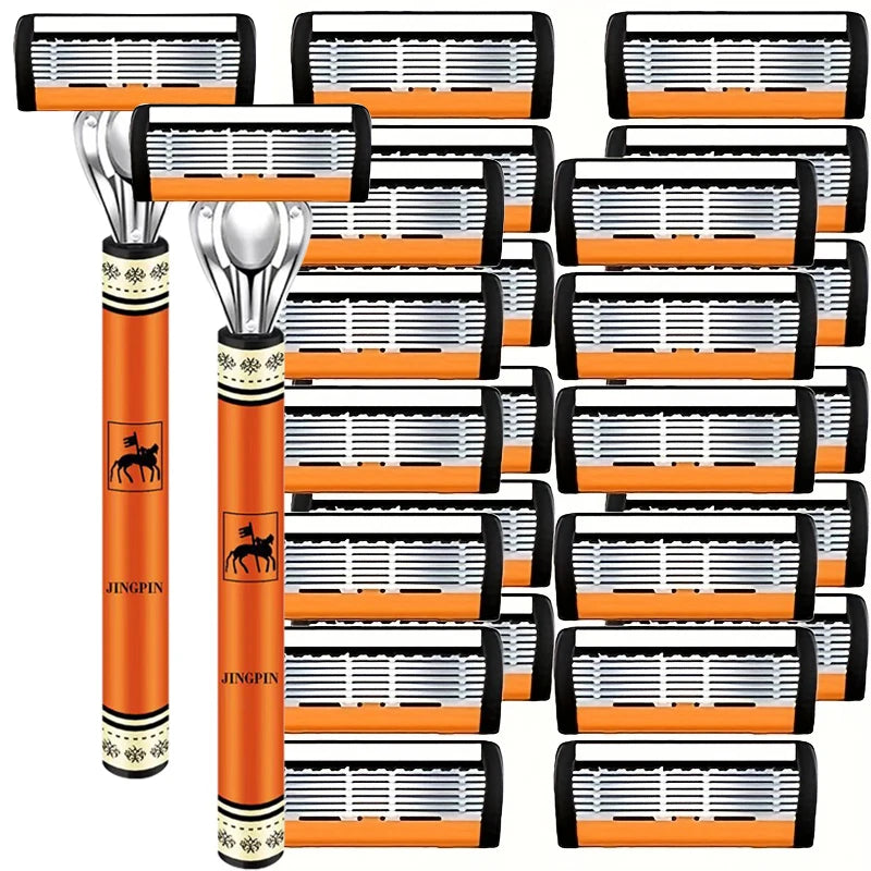 6-layer razor blade, men's stainless steel blade, classic water washed razor, sharp blade for clean shaving
