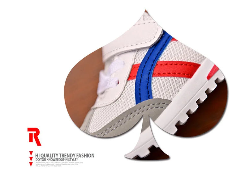 Fashion Mesh Breathable Children Sports Shoes Boys Girls Non Slip Casual Running Shoes Kids Hook and Loop Lightweight Sneakers