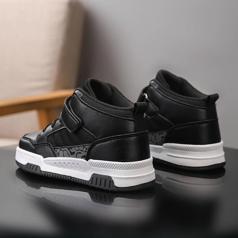 Brand Kids Board Shoes High Top Boys Girls Sneakers Leather Waterproof Non-slip Sport Shoe Children Toddler Casual Shoes 28-38