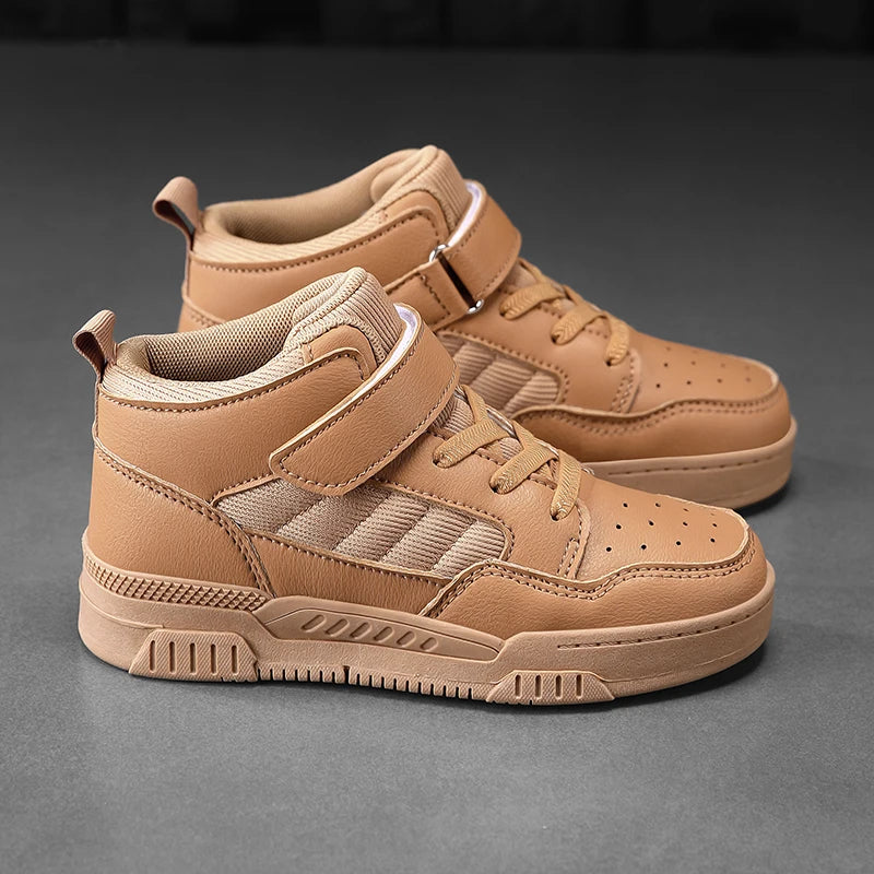 Brand Kids Board Shoes High Top Boys Girls Sneakers Leather Waterproof Non-slip Sport Shoe Children Toddler Casual Shoes 28-38