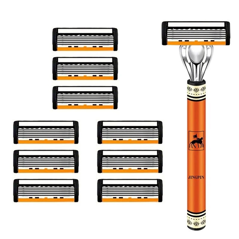 6-layer razor blade, men's stainless steel blade, classic water washed razor, sharp blade for clean shaving