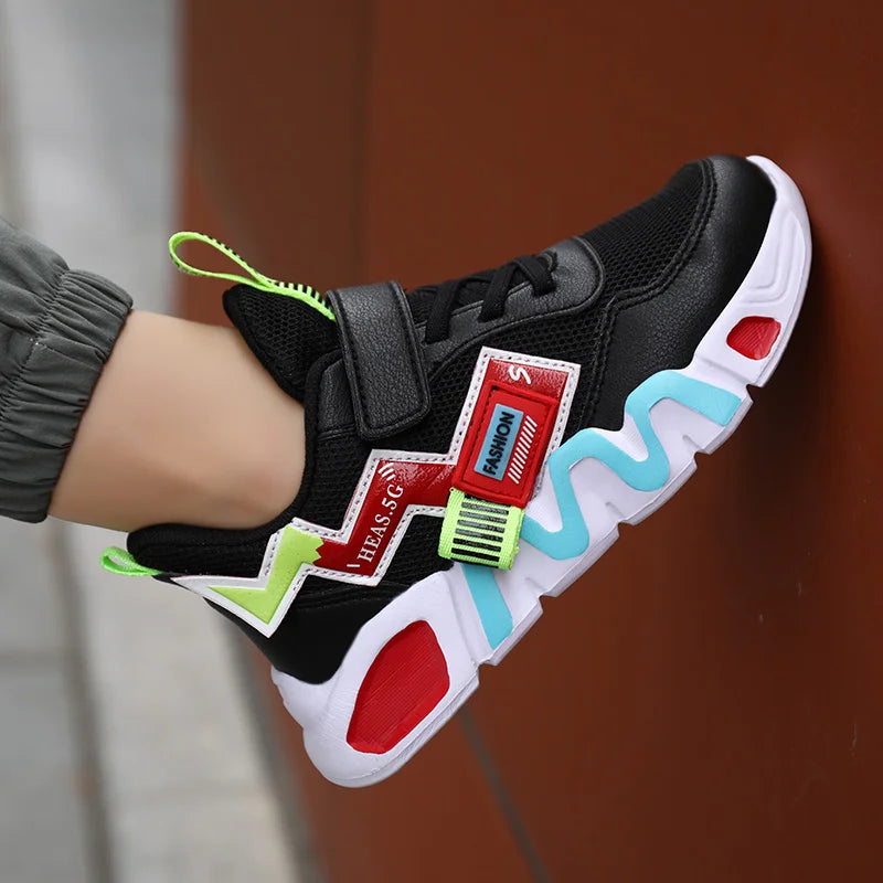 Cartoon Kids Boys Basketball Shoes Soft Sole Sneaker Outdoor Children Sports Running Shoes Non-slip Breathable Walking Sneaker