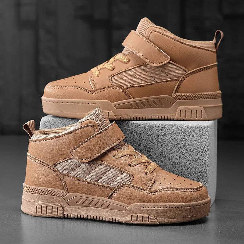 Brand Kids Board Shoes High Top Boys Girls Sneakers Leather Waterproof Non-slip Sport Shoe Children Toddler Casual Shoes 28-38