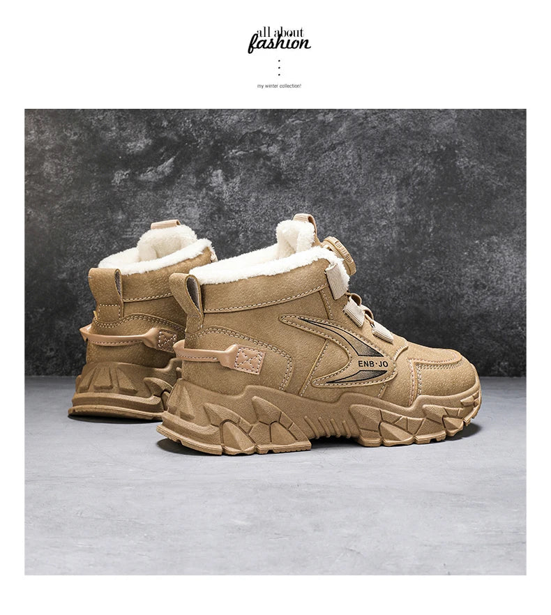 Winter Cotton Sneakers for Kids Warm Plush Ankle Boots Children Casual Hiking Sports Shoes Fashion Cotton Shoes for Boys Girls