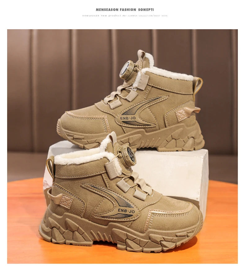 Winter Cotton Sneakers for Kids Warm Plush Ankle Boots Children Casual Hiking Sports Shoes Fashion Cotton Shoes for Boys Girls