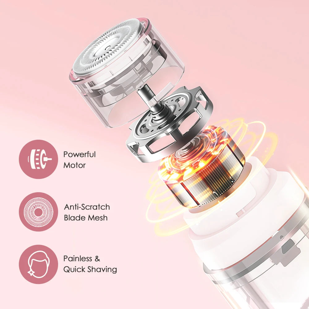 Electric Shaver for Women Wet & Dry Hair Razors 2 in 1 Double Head Dual Bikini Hair Trimmer Painless Hair Remover For Body Leg