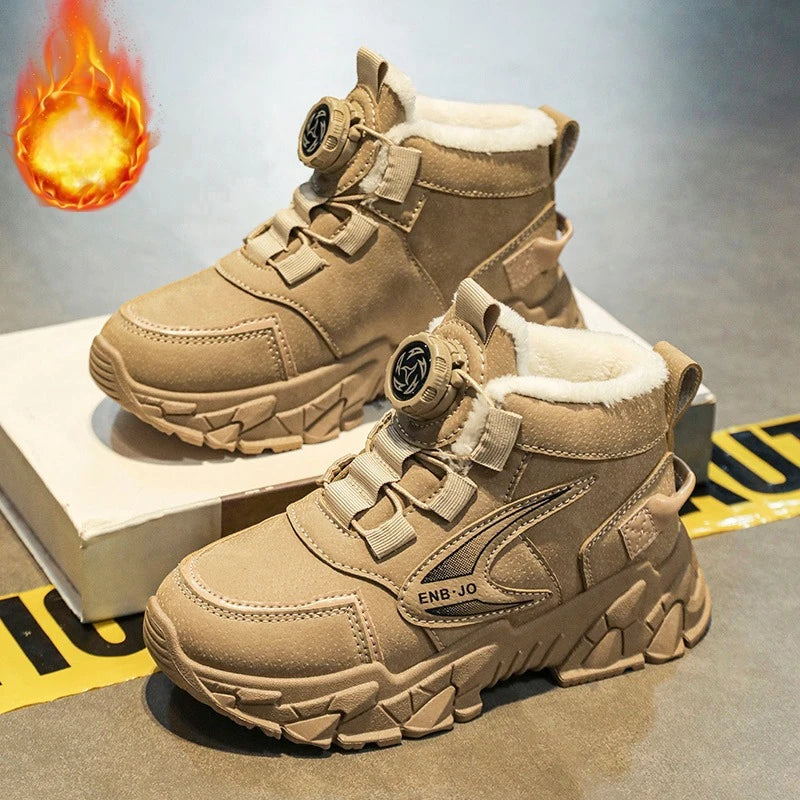 Winter Cotton Sneakers for Kids Warm Plush Ankle Boots Children Casual Hiking Sports Shoes Fashion Cotton Shoes for Boys Girls