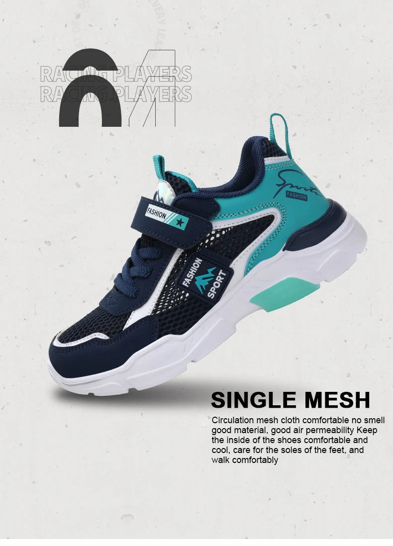 Single Net Children's Shoes Boys Sneakers Summer Breathable Non-slip Surface Girls Casual Tennis Sports Running Outdoor Shoes