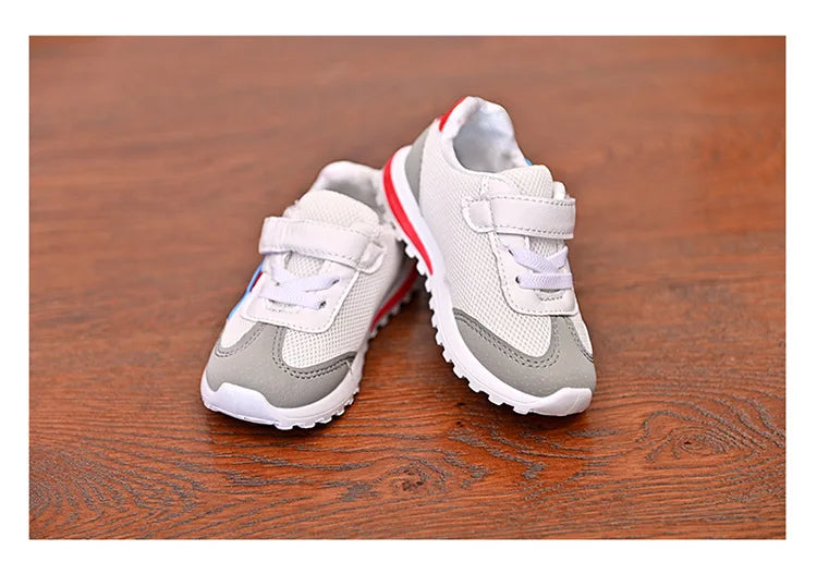 Fashion Mesh Breathable Children Sports Shoes Boys Girls Non Slip Casual Running Shoes Kids Hook and Loop Lightweight Sneakers